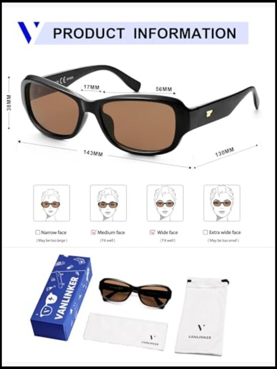 Retro Polarized Rectangle Sunglasses Soft-Square Frame UV400 Protection main image 7